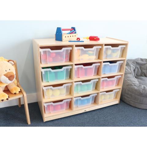 Whitney Brothers 20 Paper-Tray Mobile Classroom Storage with Clear Trays