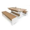 WB2910 outdoorED™ Table and Two Benches Set_silhouette angle view with props